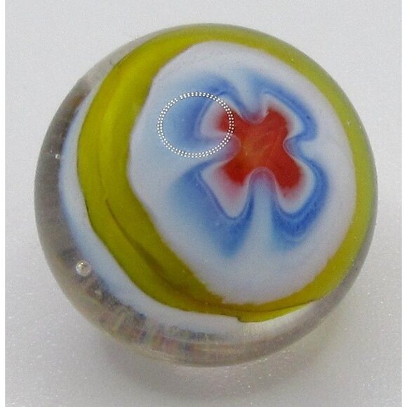 Vintage Murano Glass Button Italy Lampwork Millefiori Shank 1/2" Yellow Blue - Picture 1 of 7